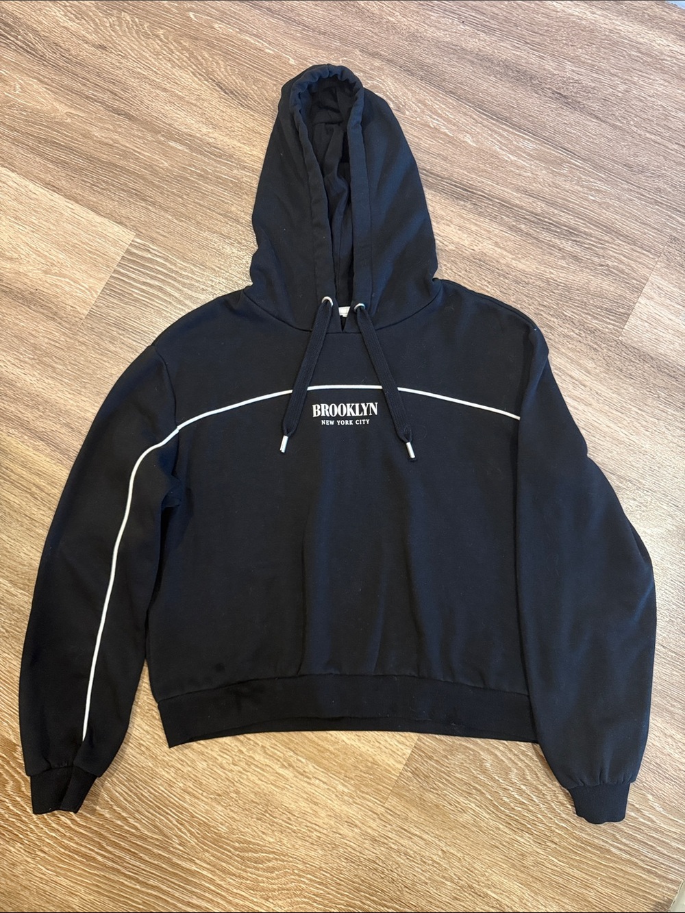 Brooklyn NYC Cropped Black Hoodie
